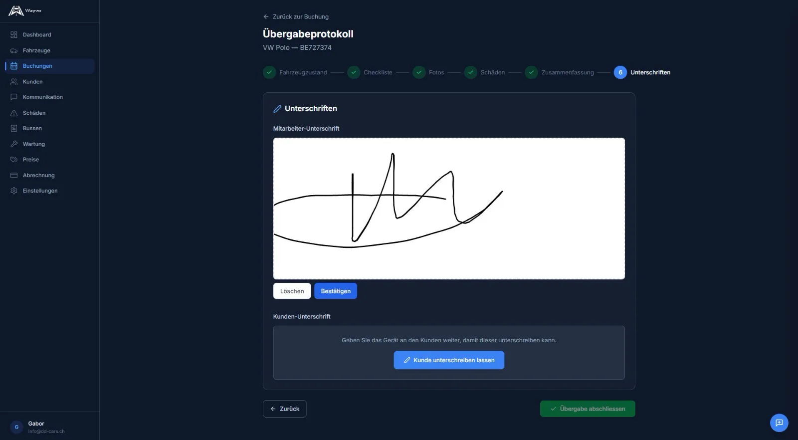 Digitale Übergabe & Rücknahme