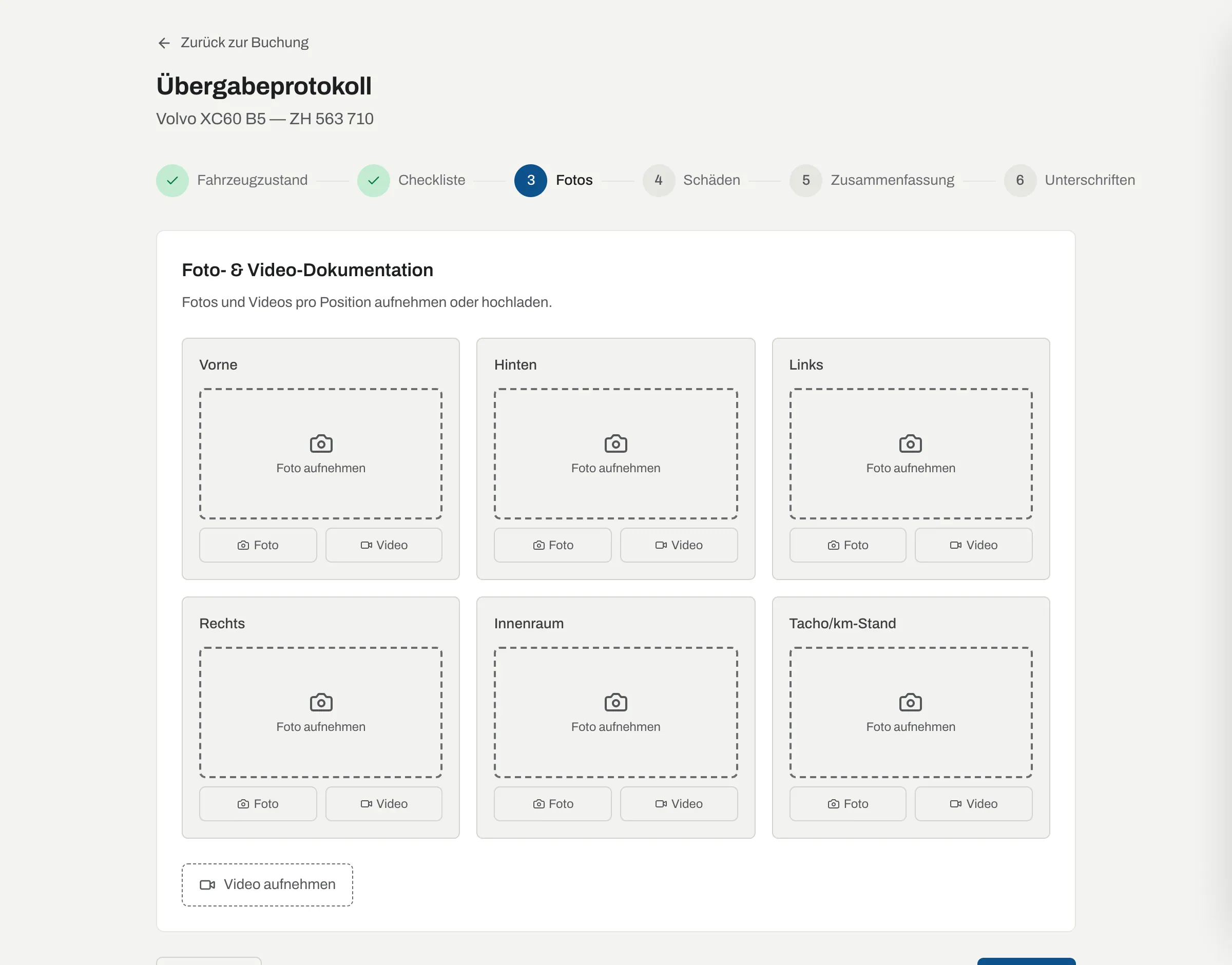 Foto- und Video-Dokumentation mit sechs Positionen