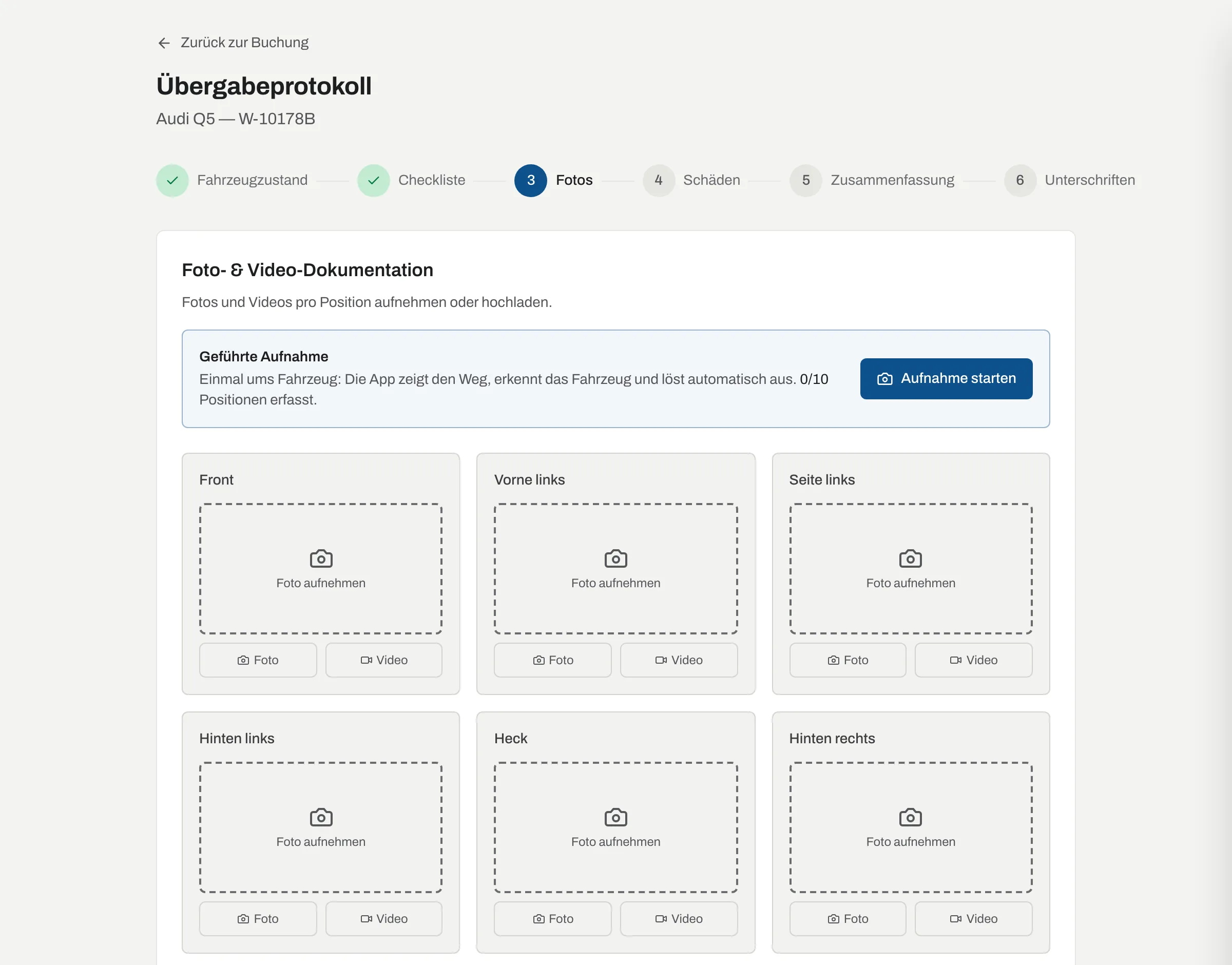 Fotos im Übergabeprotokoll