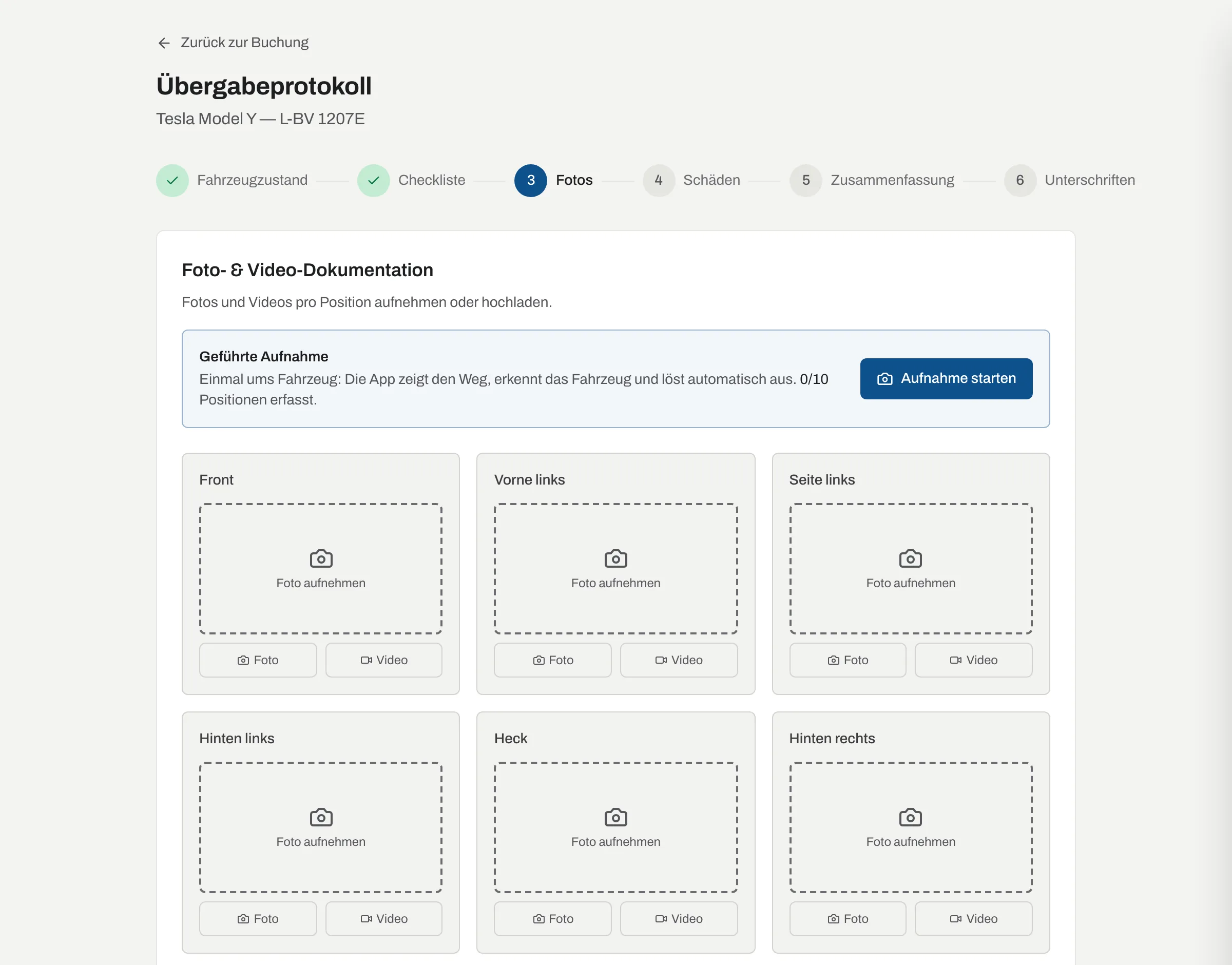 Fotos im Übergabeprotokoll