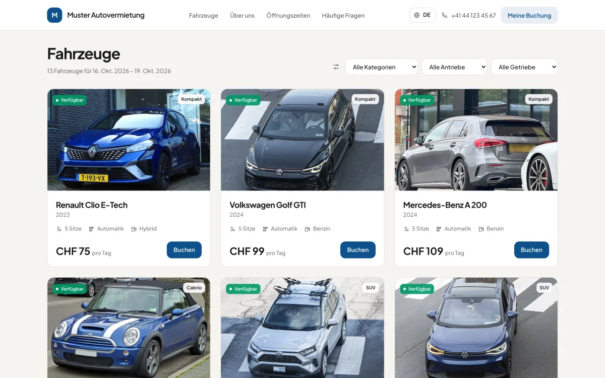Online-Buchungsportal für eine Autovermietung in Lausanne